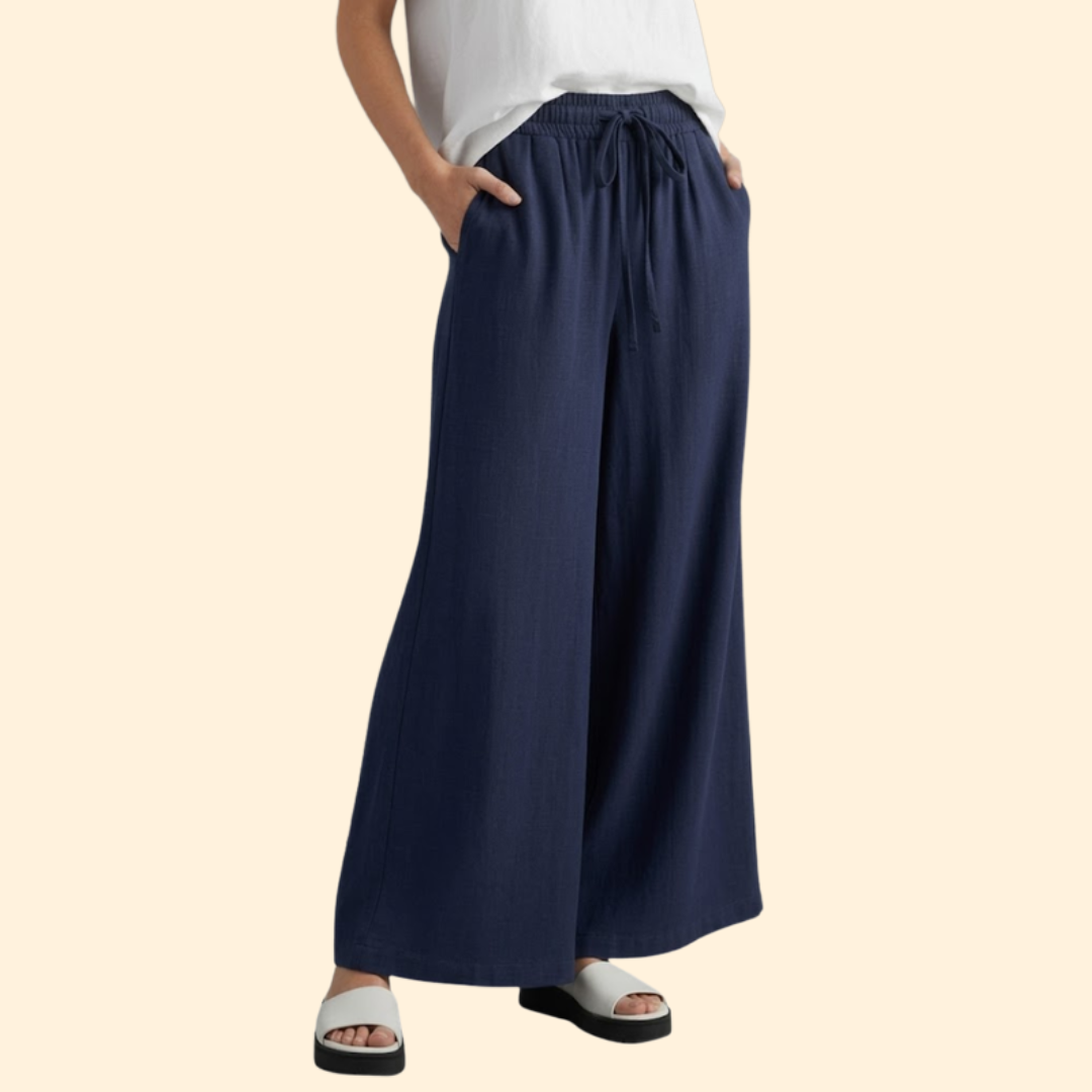 Women’s Palazzo Pants with Elastic Waist and Pockets