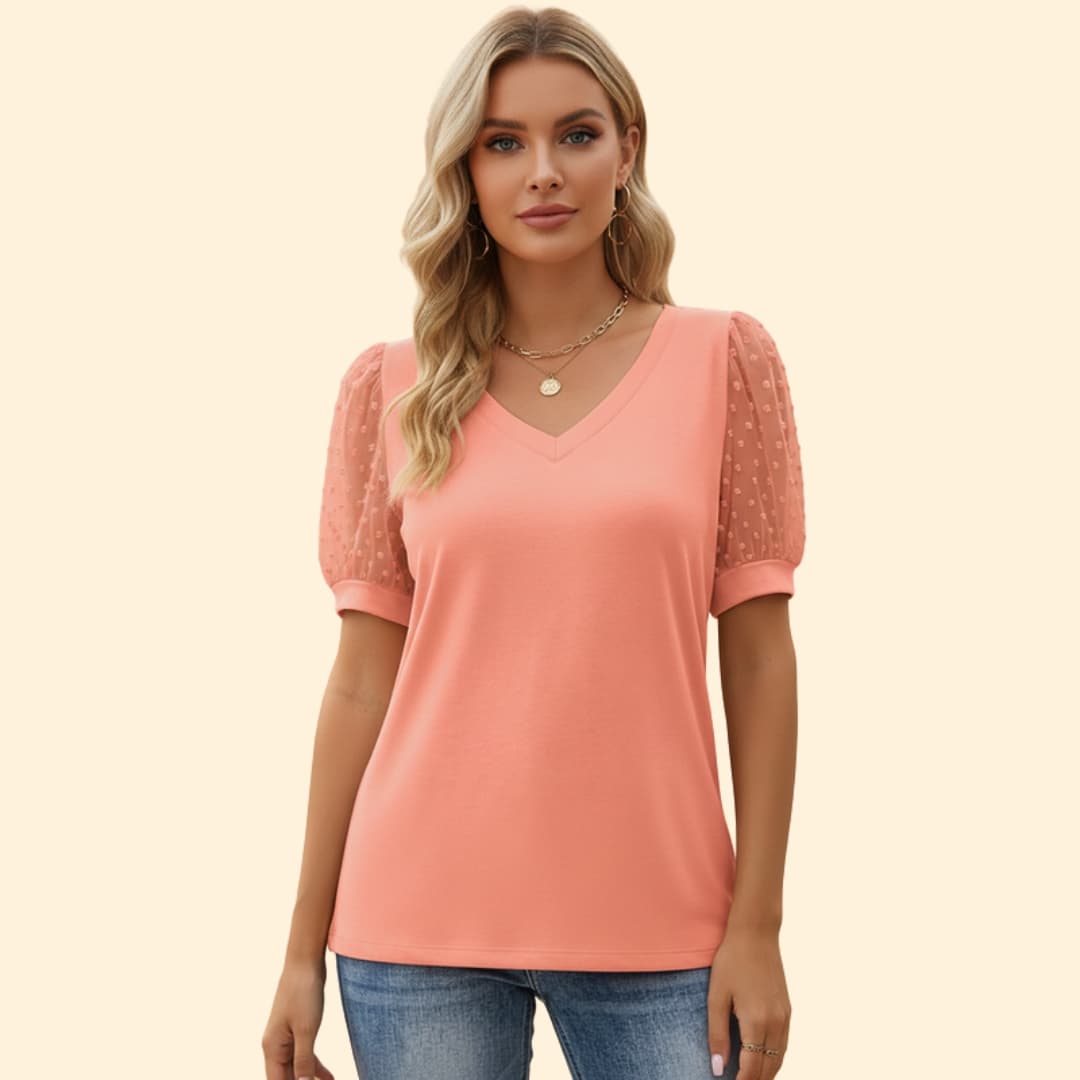 Women’s Casual T-Shirt with Puff Sleeve Design