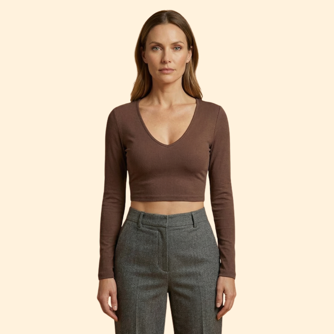 Women’s Long Sleeve Top with Deep V-neck