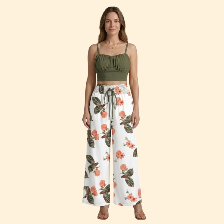 Women’s Casual Set with Smocked Waist Pants