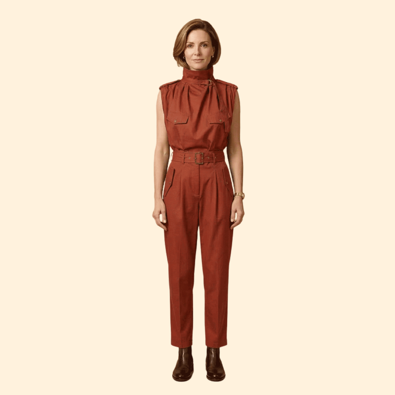 Women’s Stylish Jumpsuit with Pleated Front Design