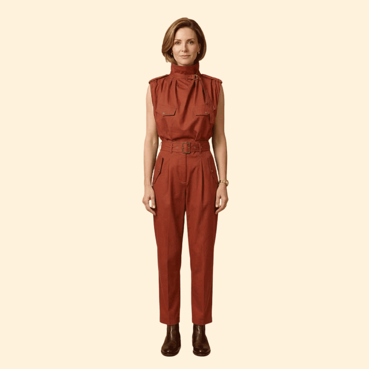 Women’s Stylish Jumpsuit with Pleated Front Design