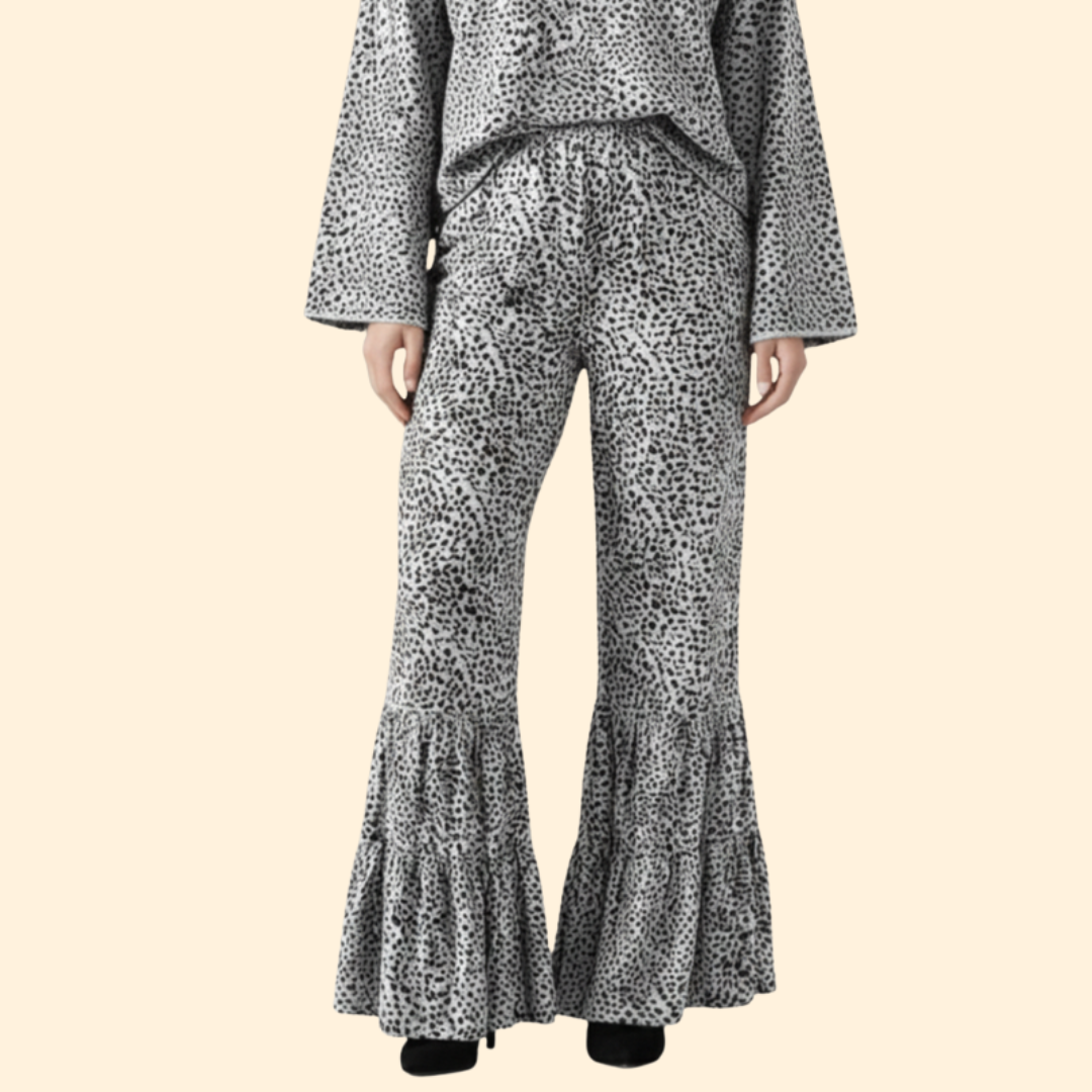 Women’s Flare Leg Pants with Ruffle Hem