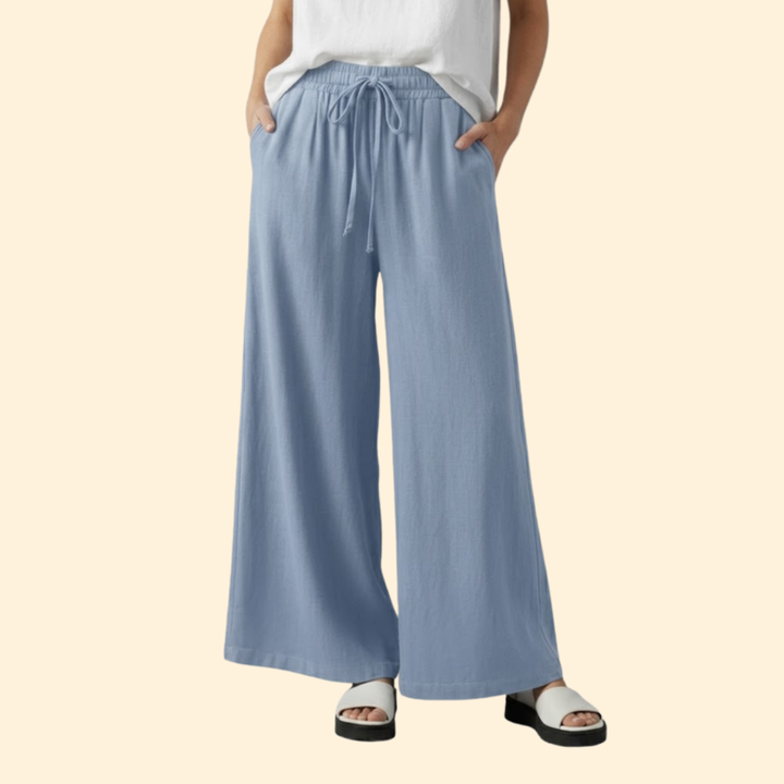 Women’s Palazzo Pants with Elastic Waist and Pockets