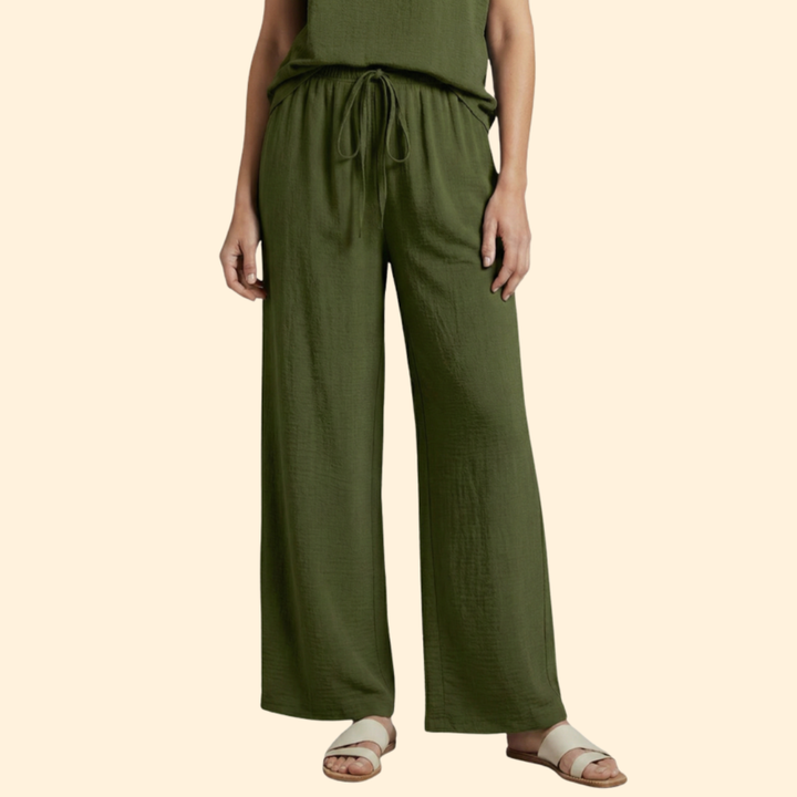 Women’s Relaxed Fit Palazzo Pants with Drawstring Waist