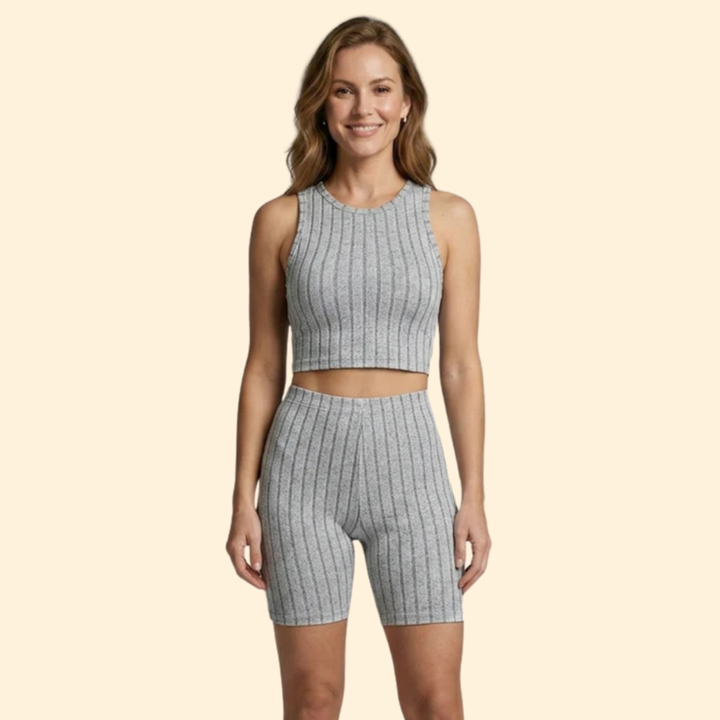Women’s Crop Top with High-Waist Shorts