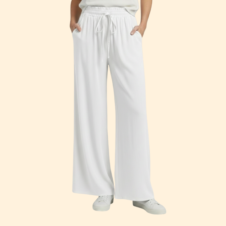 Women’s Palazzo Pants with Elastic Drawstring Waist