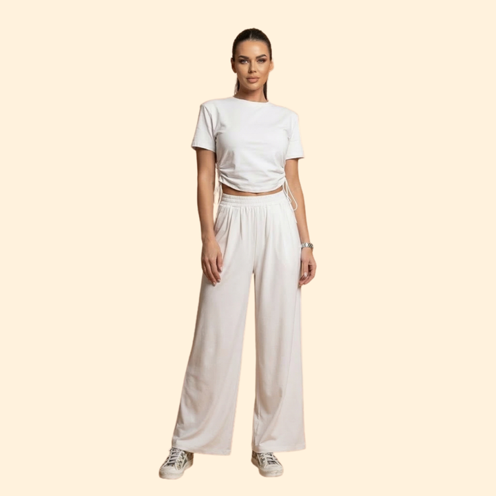 Women’s Casual Set with Cropped Top and Joggers