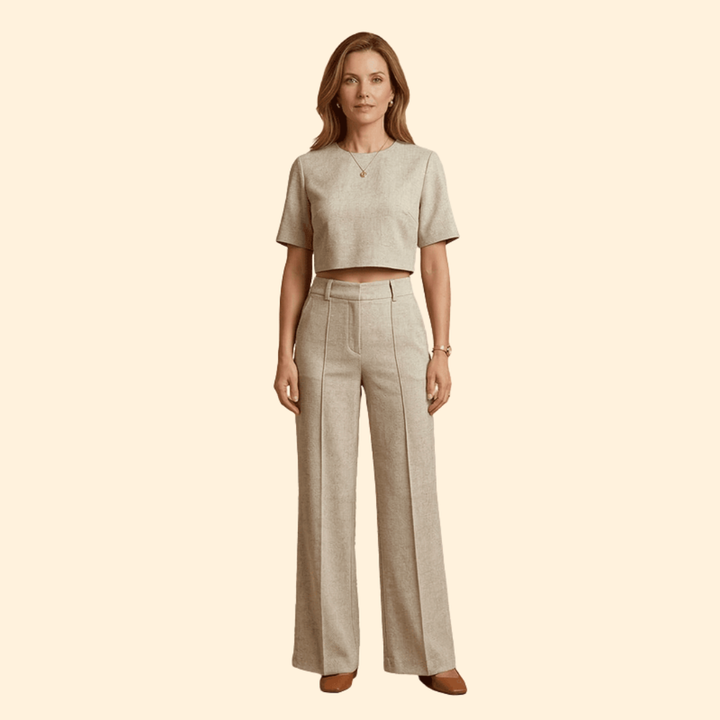 Women’s Two-Piece Set with Short-Sleeved Top
