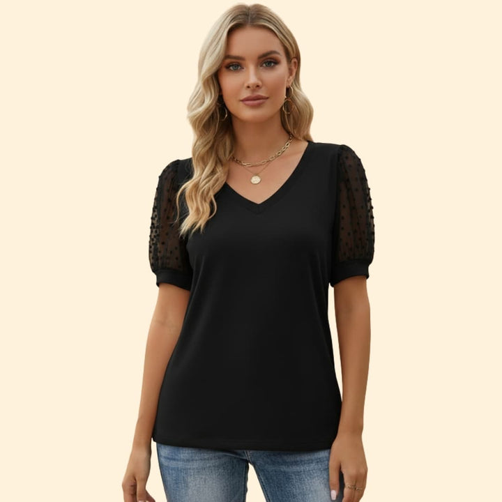 Women’s Casual T-Shirt with Puff Sleeve Design