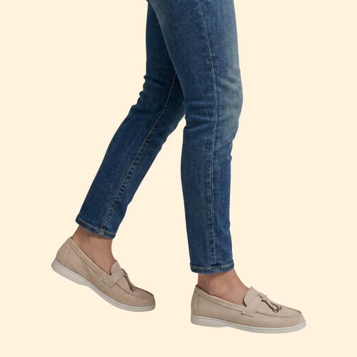 Women’s Suede Loafers with Metallic Ring Tassels