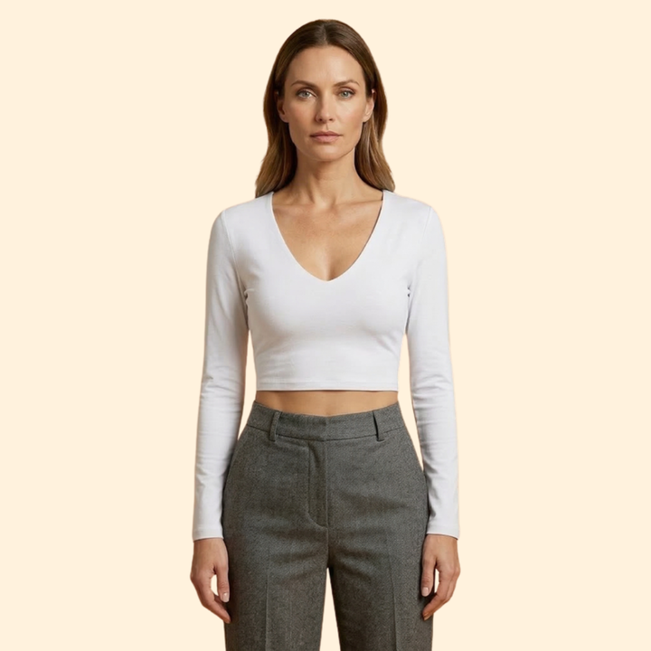 Women’s Long Sleeve Top with Deep V-neck