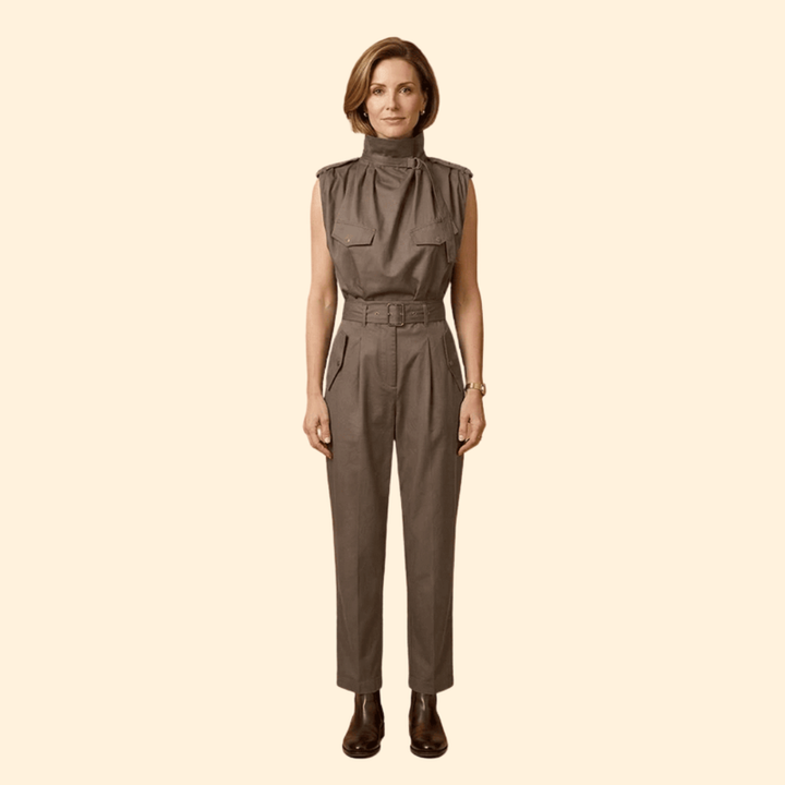 Women’s Stylish Jumpsuit with Pleated Front Design