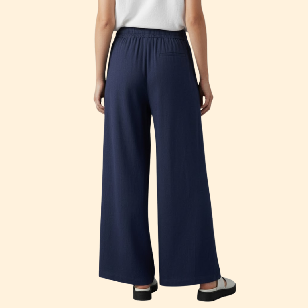 Women’s Palazzo Pants with Elastic Waist and Pockets