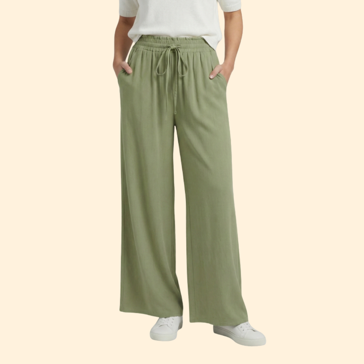 Women’s Palazzo Pants with Elastic Drawstring Waist