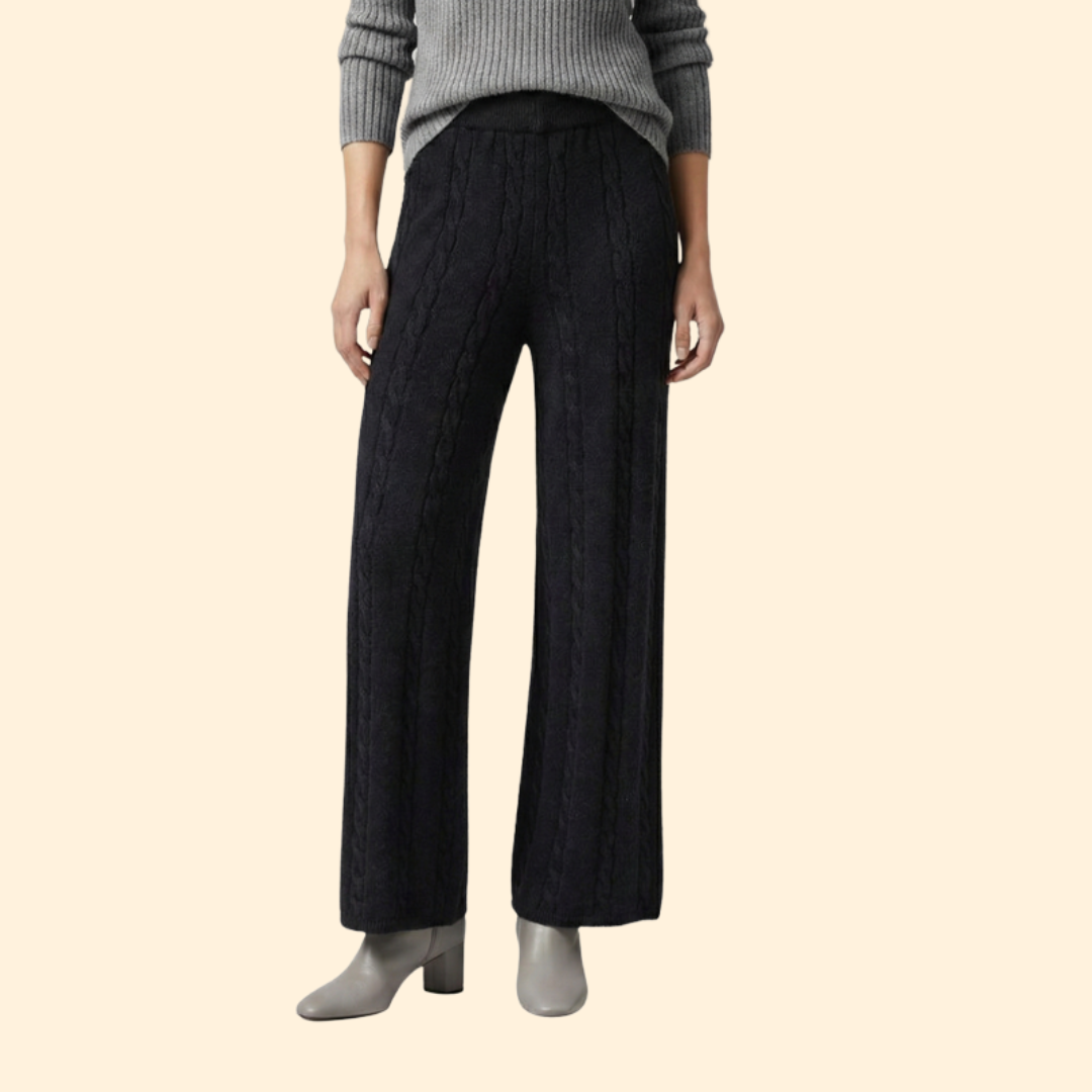 Women’s Knit Palazzo Pants with Cable Knit Pattern