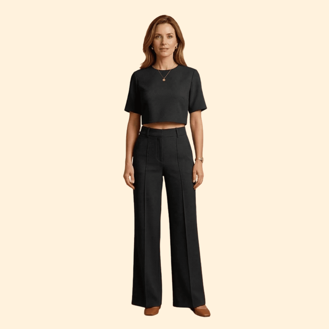 Women’s Two-Piece Set with Short-Sleeved Top