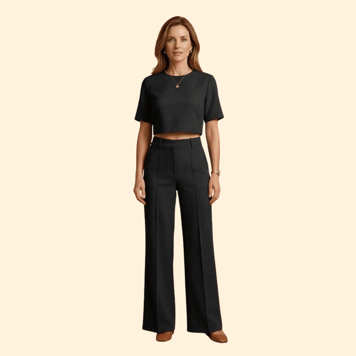 Women’s Two-Piece Set with Short-Sleeved Top