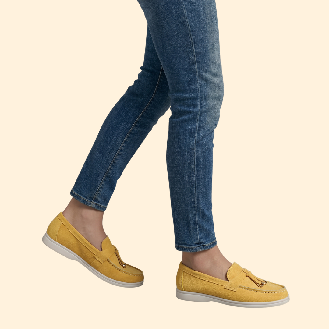 Women’s Suede Loafers with Metallic Ring Tassels