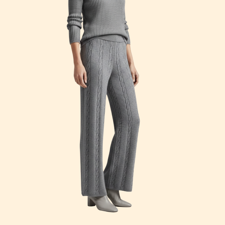 Women’s Knit Palazzo Pants with Cable Knit Pattern