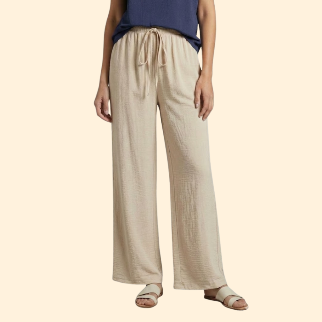 Women’s Relaxed Fit Palazzo Pants with Drawstring Waist