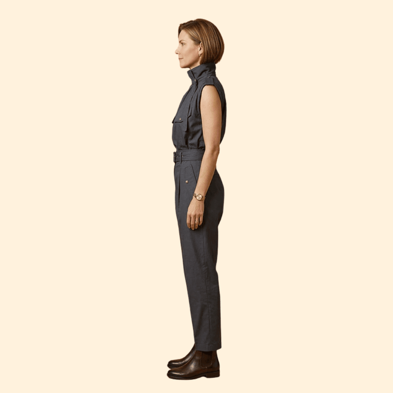 Women’s Stylish Jumpsuit with Pleated Front Design