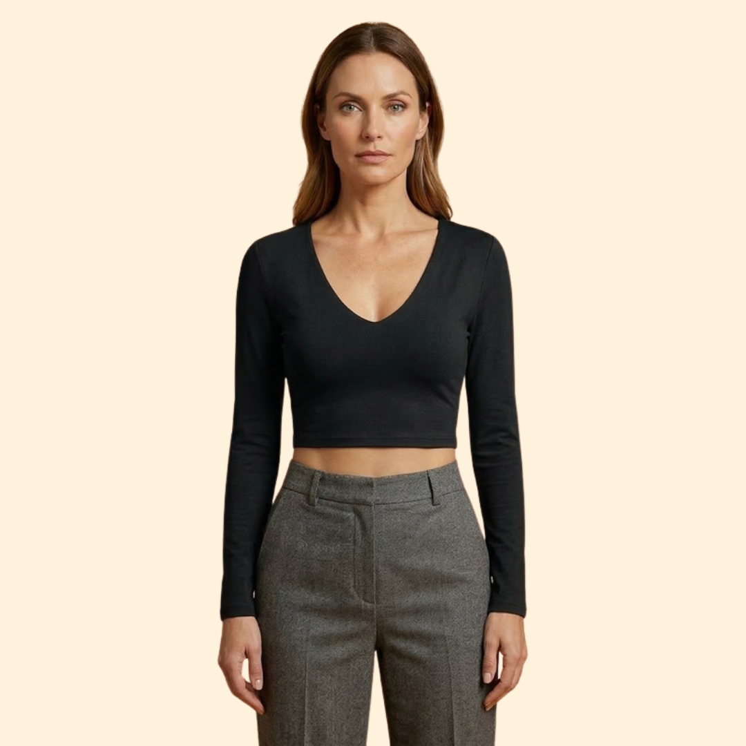 Women’s Long Sleeve Top with Deep V-neck