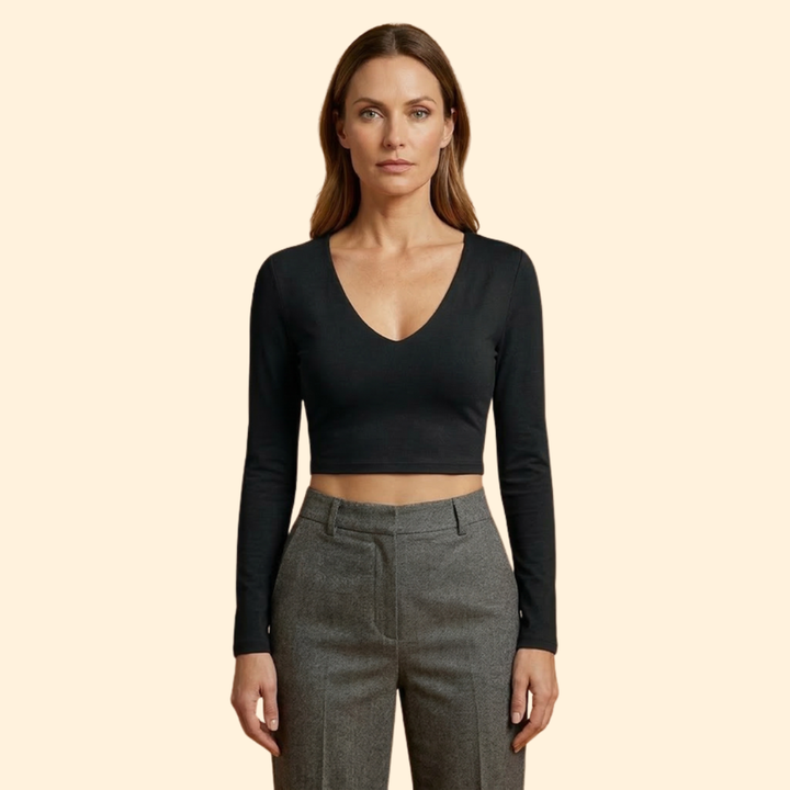 Women’s Long Sleeve Top with Deep V-neck