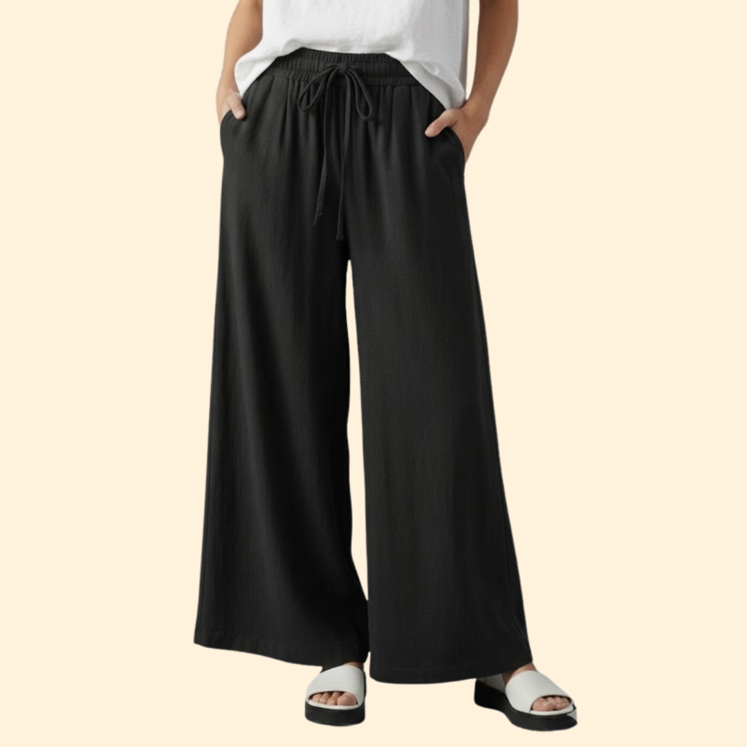 Women’s Palazzo Pants with Elastic Waist and Pockets