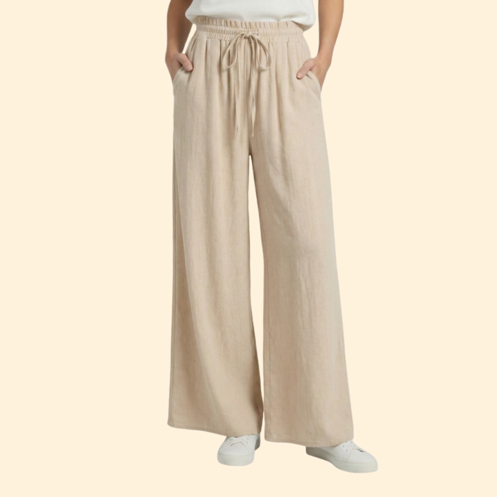 Women’s Palazzo Pants with Elastic Drawstring Waist