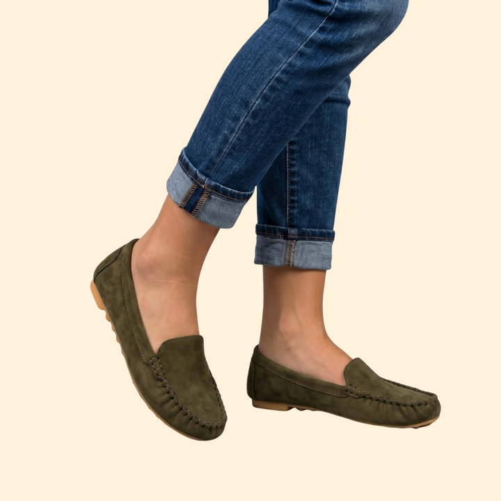 Women's Suede Loafers with Whipstitch