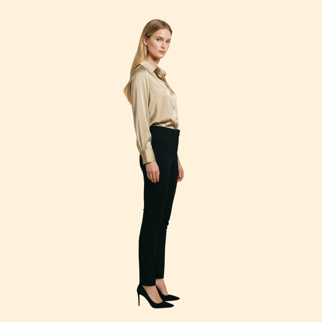 Women’s Button Up Blouse with Satin Finish