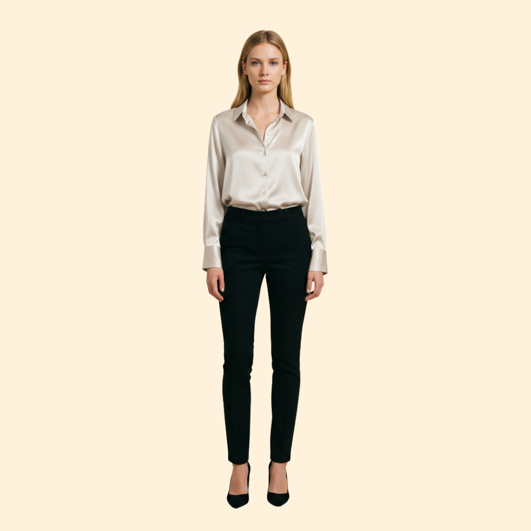 Women’s Button Up Blouse with Satin Finish