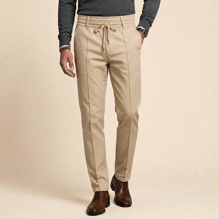 Men’s Slim Fit Trousers with Flat Front