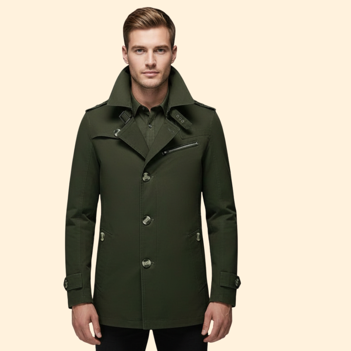 Men’s Trench Coat with Shoulder Straps