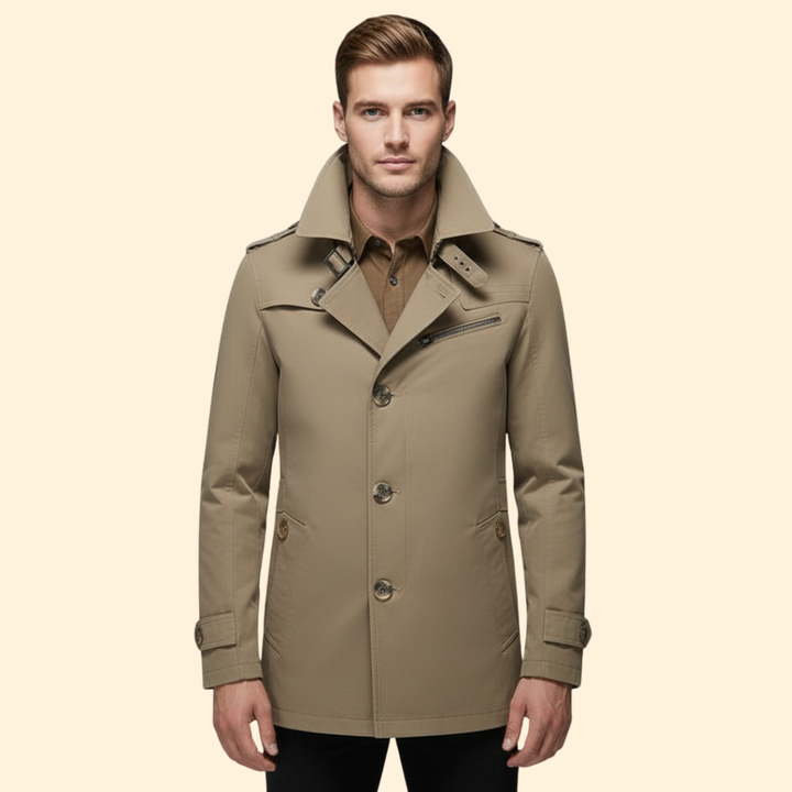 Men’s Trench Coat with Shoulder Straps