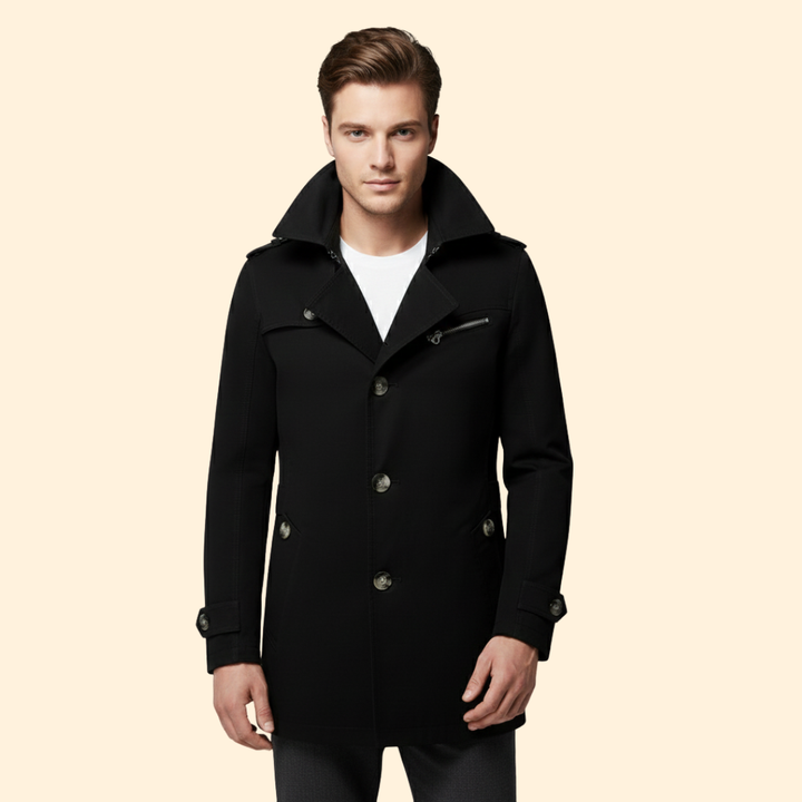 Men’s Trench Coat with Shoulder Straps