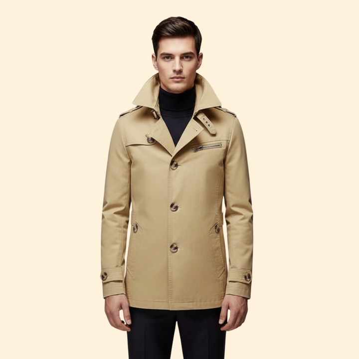Men’s Trench Coat with Shoulder Straps