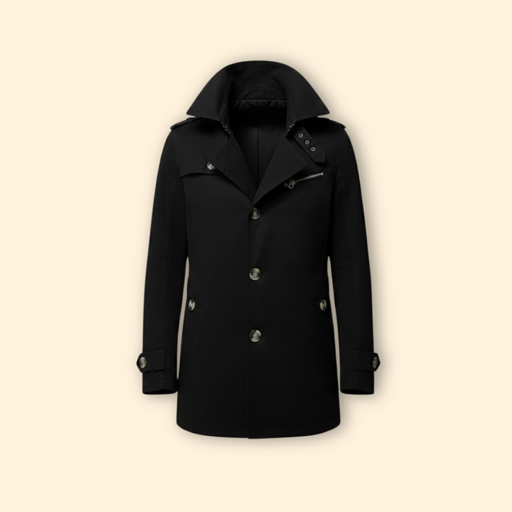Men’s Trench Coat with Shoulder Straps