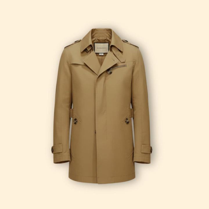 Men’s Trench Coat with Buckled Cuff Design