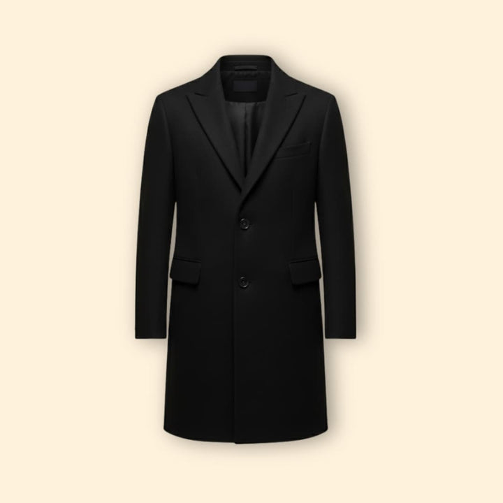 Men’s Long Coat with Flap Pocket Detail