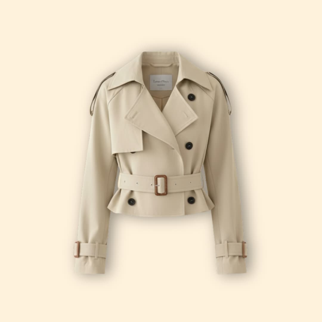 Women’s Trench Coat with Cropped Belted Design