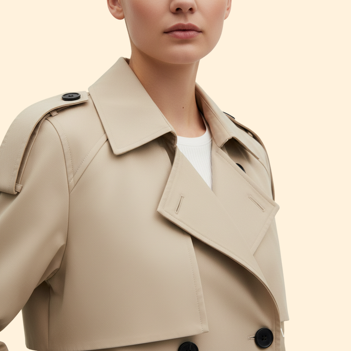 Women’s Trench Coat with Cropped Belted Design