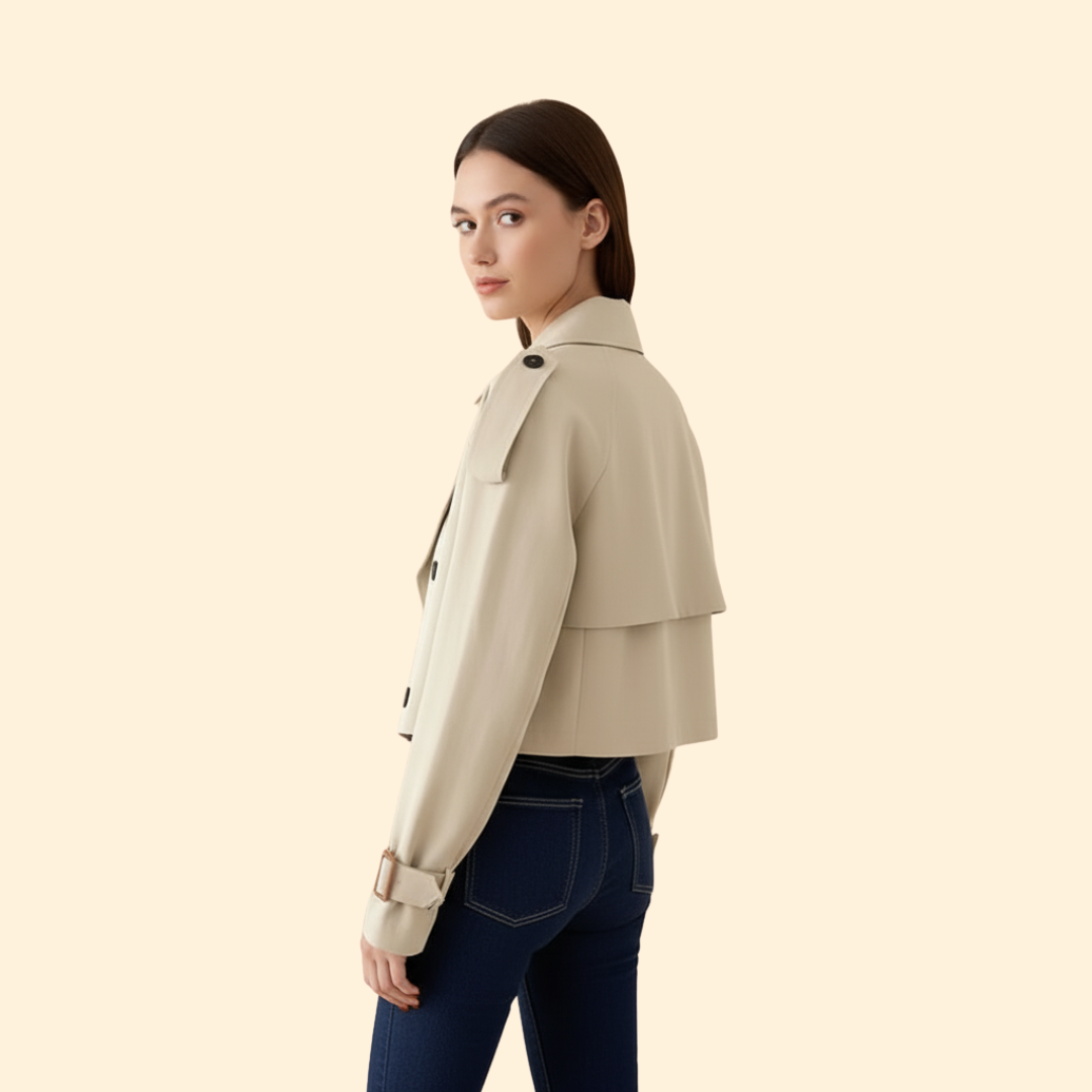 Women’s Trench Coat with Cropped Belted Design
