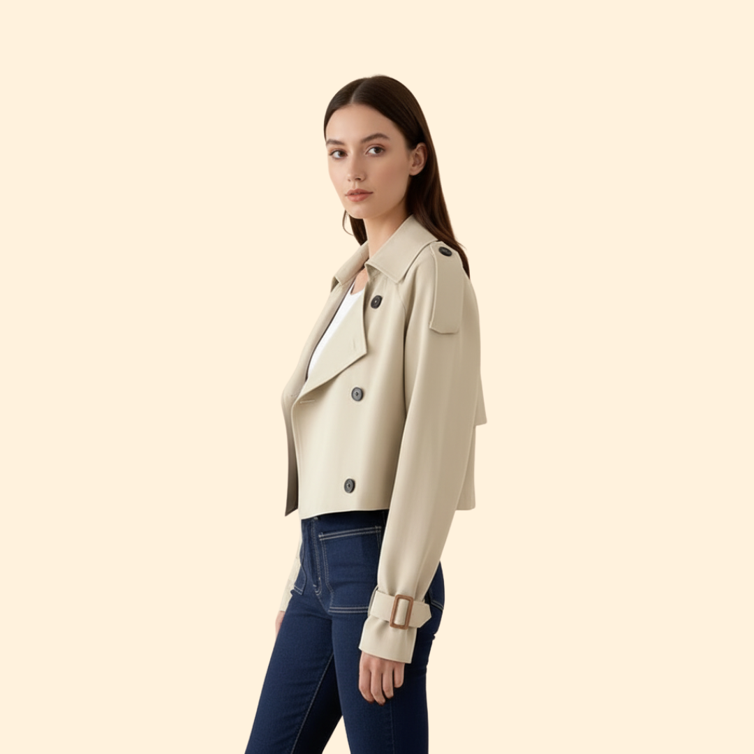 Women’s Trench Coat with Cropped Belted Design