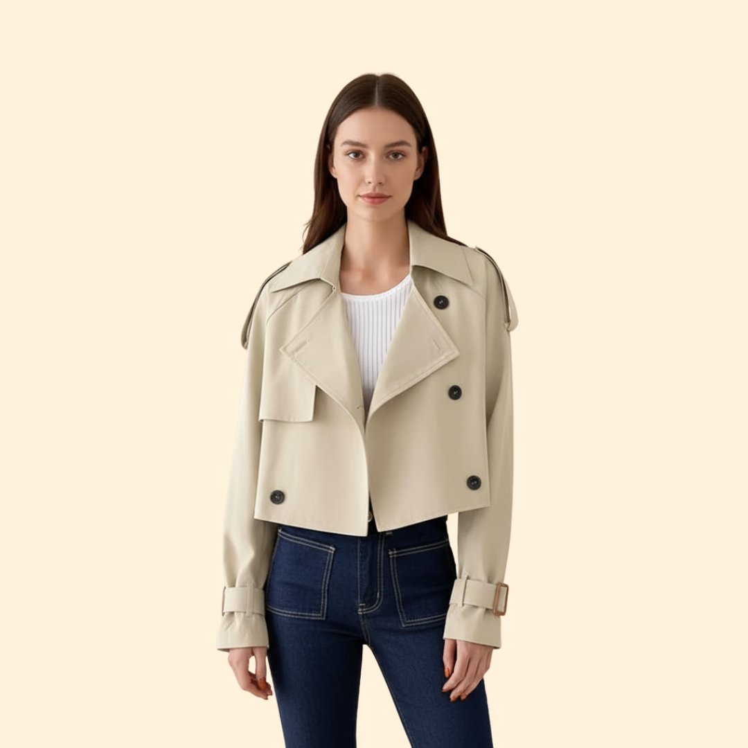 Women’s Trench Coat with Cropped Belted Design