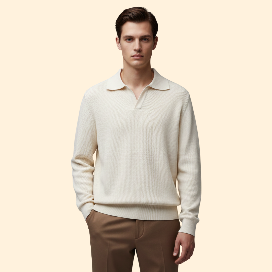 Men’s Long Sleeve Polo with Zip Neck