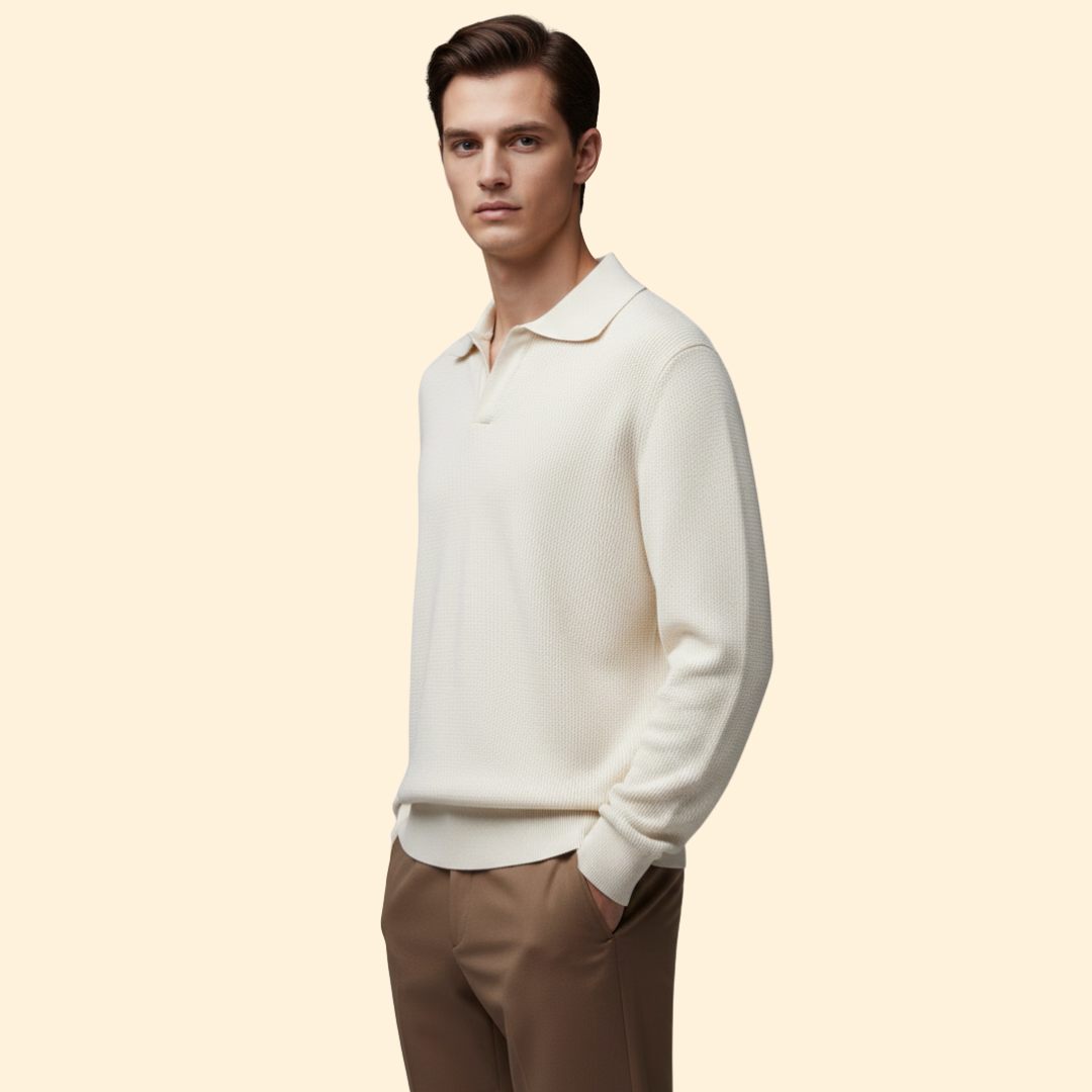Men’s Long Sleeve Polo with Zip Neck