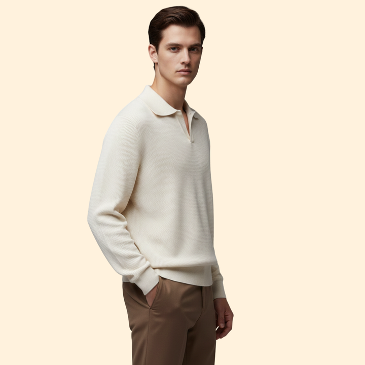 Men’s Long Sleeve Polo with Zip Neck