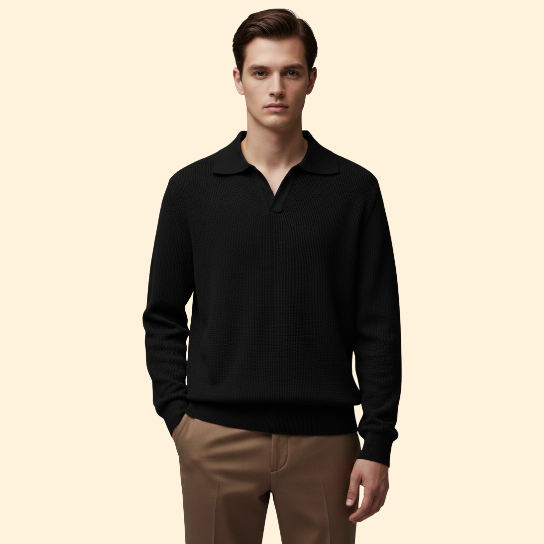 Men’s Long Sleeve Polo with Zip Neck